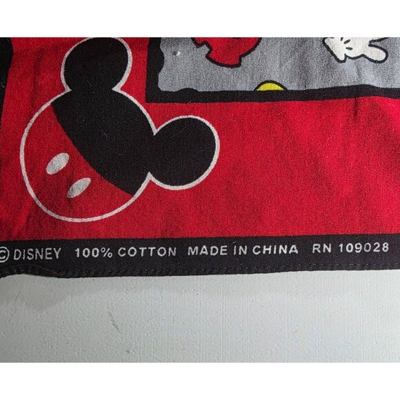 Disney Mickey Mouse Bandana Scarf Red & Gray 100% Cotton - Picture 2 of 3